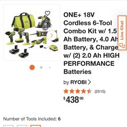 Ryobi 18v One + Tool Set 