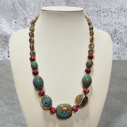 Tibetan 12” Ceramic Bead Bohemian Necklace  Absolutely stunning and a wonderful statement piece sure to get compliments. 