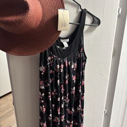 Women Medium Sundress, Sleeveless Dress, Summer Dress With SUNHAT