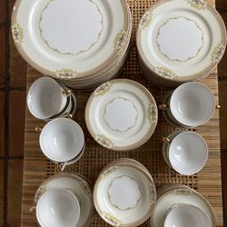 Vintage Kongo China Hand‑Painted Japan • Nearly Complete 12‑Place 1930s–40s Set, Excellent Cond