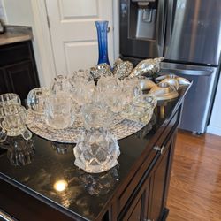 Crystal, Glass And Metal Candleholders 