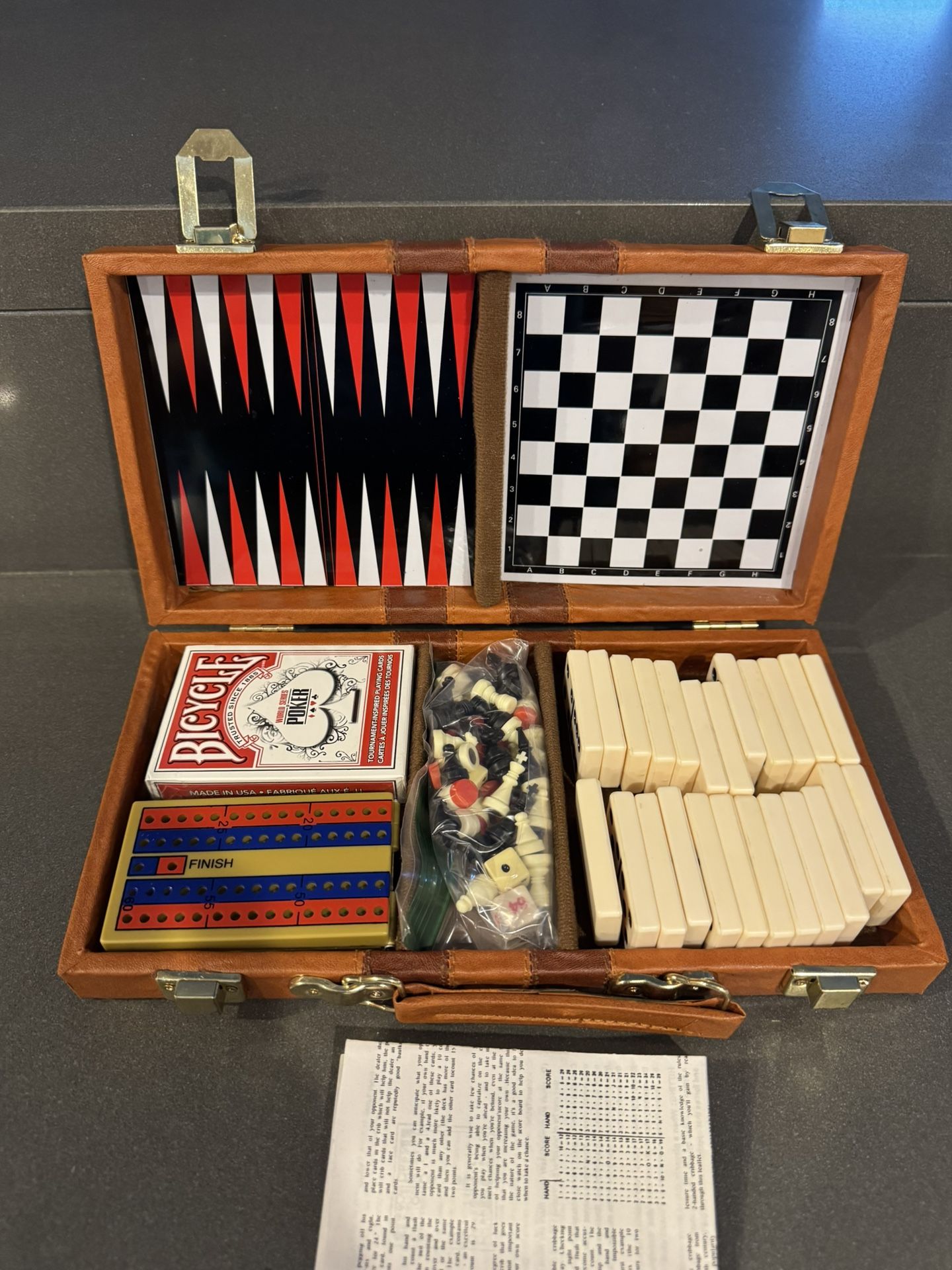 Travel Backgammon Chess Cribbage Dominoes  Set