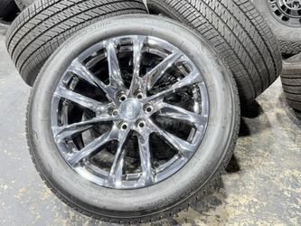 22” Cadillac Escalade Wheels Chrome Tahoe Yukon Rims Bridgestone 275/50R22 100% TREAD W/ SENSORS