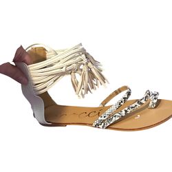 Gucci Style Tassel Gladiator Sandals Women’s Size 10 – Lace-Up Ankle Wrap Boho