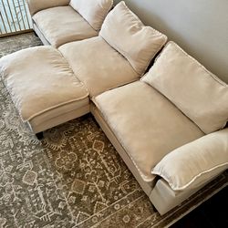 Cream Sofa With Ottoman