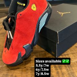 Air Jordan 14 Ferrari GS Sizes 5.5y, 6y, & 7y