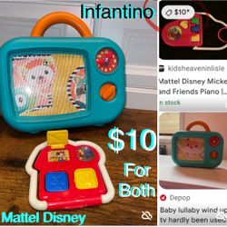 $10 Both Infantino Musical TV lullaby wind up & Disney Mattel sensory Toy