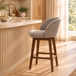 NEW IN BOX β’ Set of 4 Swivel Counter Stools β’ Walnut + Gray