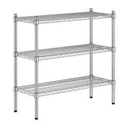 Chrome 3-Tier Steel Wire Garage Storage Shelving Unit, (23” W x 31” H x 13” D)