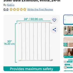 KidCo Custom Fit Auto Close Configure Steel Gate Extension, White, 24-in