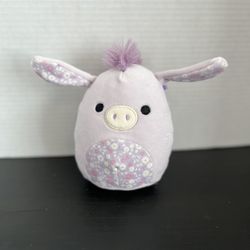 Squishmallow Delzi Donkey Floral Flowers Purple