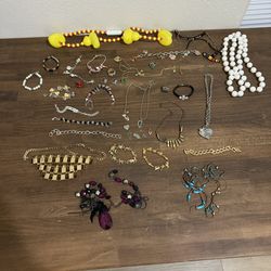 Mixed Costume Jewelry Lot Necklace Ring Charms Bracelet Assorted Lot