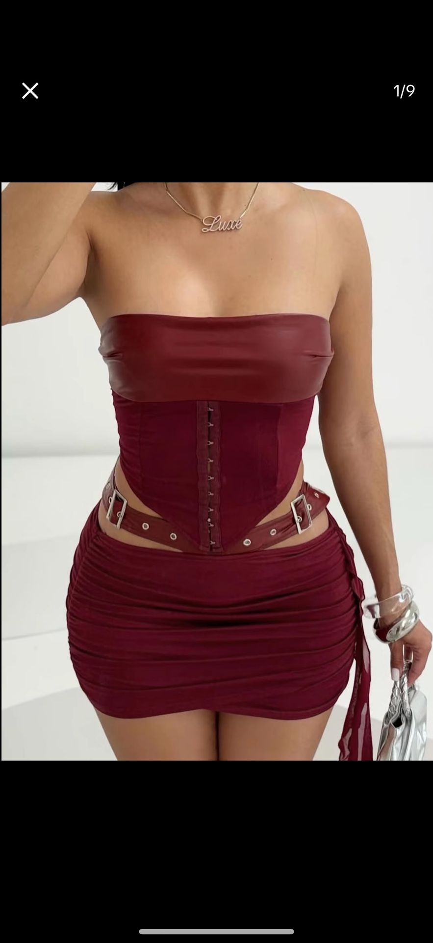 Burgundy Two Piece Skirt set