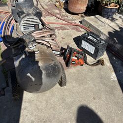 Air Compressor, trimmer, car battery