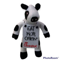 Chick-Fil-A Cow "EAT MOR CHIKIN" Small Plush 6" High Stuffed Animal Advertising Toy 