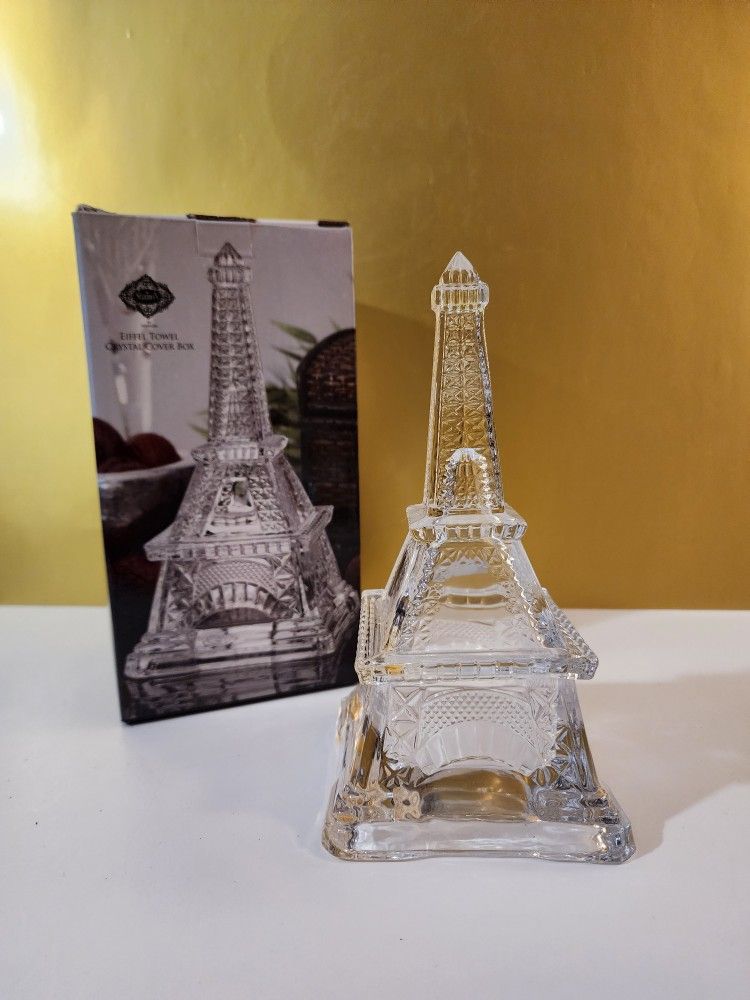 Godinger Eiffel Tower Paris 8" Crystal Covered Box - Trinket, Candy Box. NIB