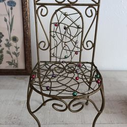 Vintage Miniature Gold Metal Chair 