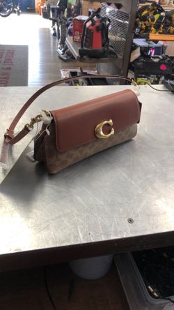 1003 Coach CBA83 Small Light Brown Monogram Jet Shoulder Bag W/ Straps & Dust Bag 554810