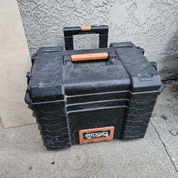 MUST TAKE ALL FOR $25...Ridgid Toolbox (Minor Dolly Issue), Black And Decker Workmate,  Pegboard, Mirror, Scrap Wood Etc.