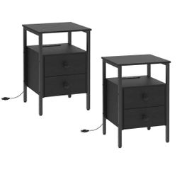 24-inch 2-Drawer Iron Nightstands with Built-In Outlets Set of 2 brand new in box $75 R13