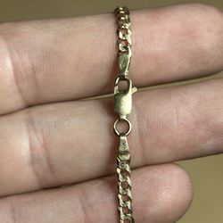 14K Yellow Gold Cuban Curb Link Chain 3mm Necklace 17" 7.21 Gram