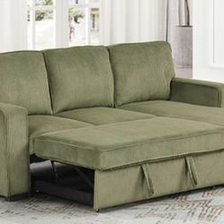 Brand New Grey Corduroy Sectional Sofa Storage Sleeper 