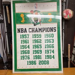 Boston Celtics Poster 24” W 36” H Ex Cond 