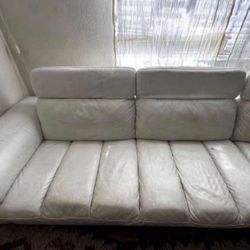3-Piece Modern White Real Genuine Leather Lounge Chaise Couch Sofa w/ Adjustable To Lower Head Rests🌟