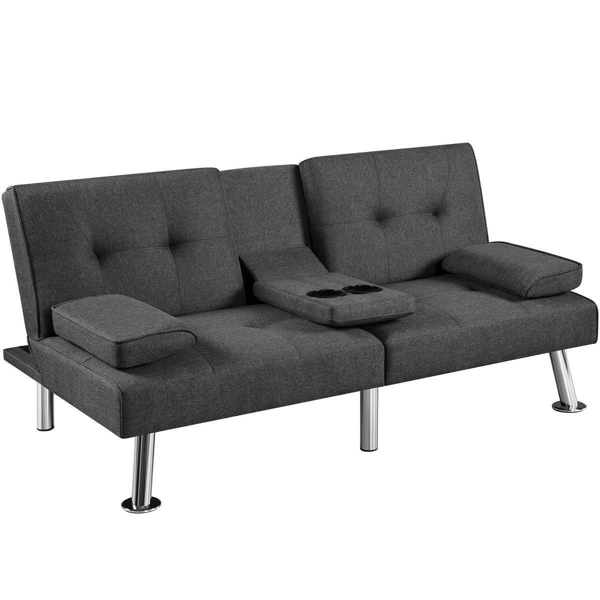 Fabric Upholstered Convertible Futon Sofa Bed