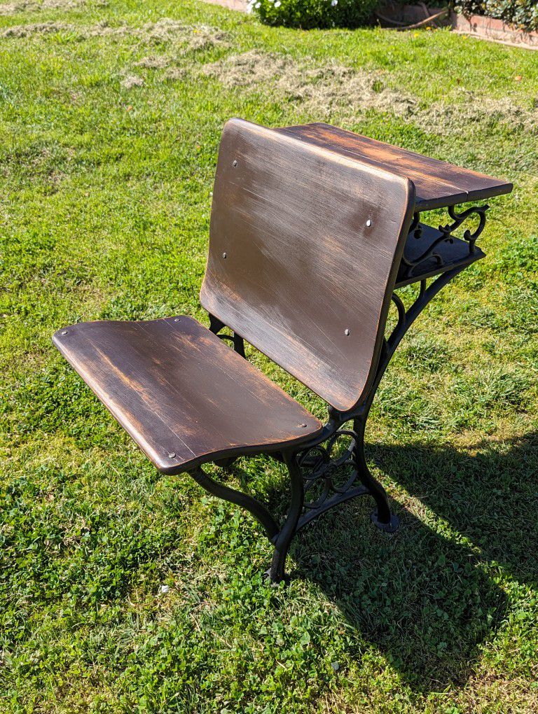 Vintage Metal & Wood School Desk Chair - Antique Style Classroom Furniture