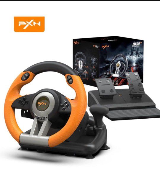 PXN Racing Wheel - Gaming Steering Wheel for PC, V3II 180 Degree Driving Wheel Volante PC Universal Usb Car Racing with Pedal for PS4, PC, PS3, Xbox S