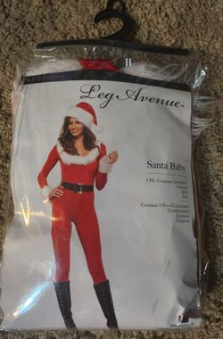 Red velvet Leg Avenue Santa Baby costume with Naughty/Nice Santa Hat