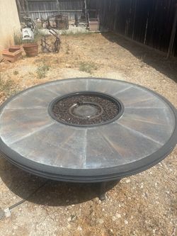 Fire pit with glass works with Propane