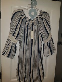 Blue and white stripes dress