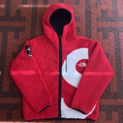Supreme x The North Face S Logo Hooded Fleece Jacket Red M