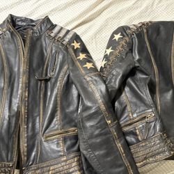 Black Rivit Leather Jackets Small And Medium