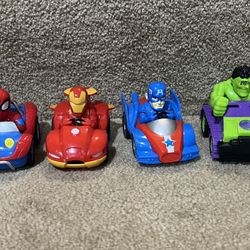 Marvel Spidey & friends vehicles Spiderman Hulk Ironman Captain America lot of 4