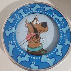 Vintage 2002 Blue Scooby Snack Bone Border Scooby-Doo Clock 11" Hanna Barbara