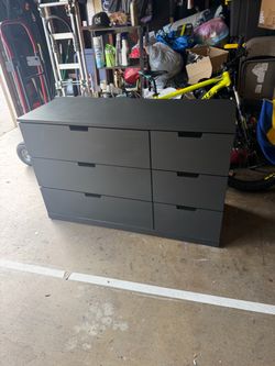 Black  6-Drawer Double Dresser with a top glass!