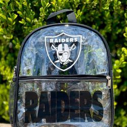 Brand New NFL Las Vegas Raiders Clear Plastic Backpack. Stadium Approved. 