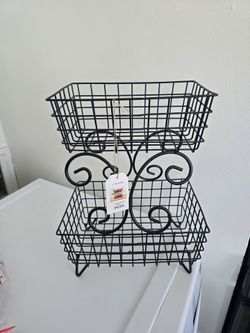 Brand New French Country Tabletop 2 Tier  Fruit Baskets