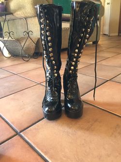 Black leather boots