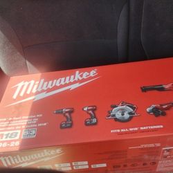 Six Piece Milwaukee Cordless Set Brand New In The Box $500 Or Best Offer It Includes Circular Saw Receipts Grinder LED Work Light Impact Driver And Ha