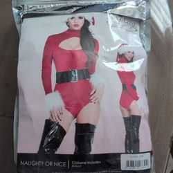 Naughty Or Nice Adult Women's Christmas Holiday Costume Size S/M Brand New 