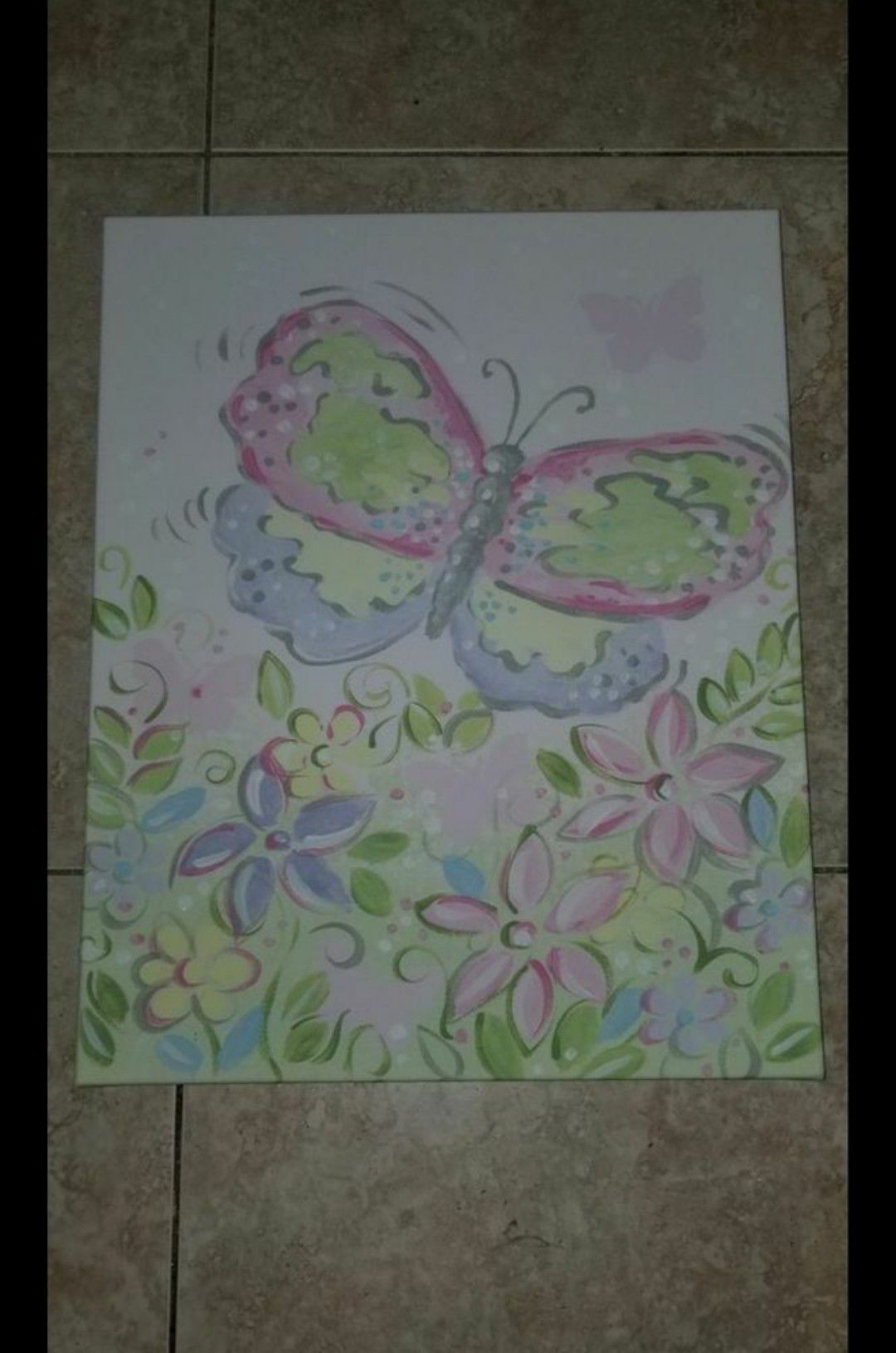 Girls Butterfly Picture - Canvas