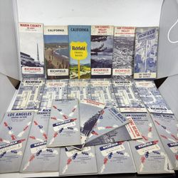 Lot Of 22 1950-60s Gas Station Road Maps Richfield Los Angeles California Orange