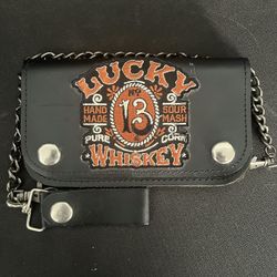 Lucky 13 Whiskey Leather Biker Chain Wallet – Rockabilly Style