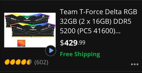 Open Box T-Force 32GB (2X16GB)