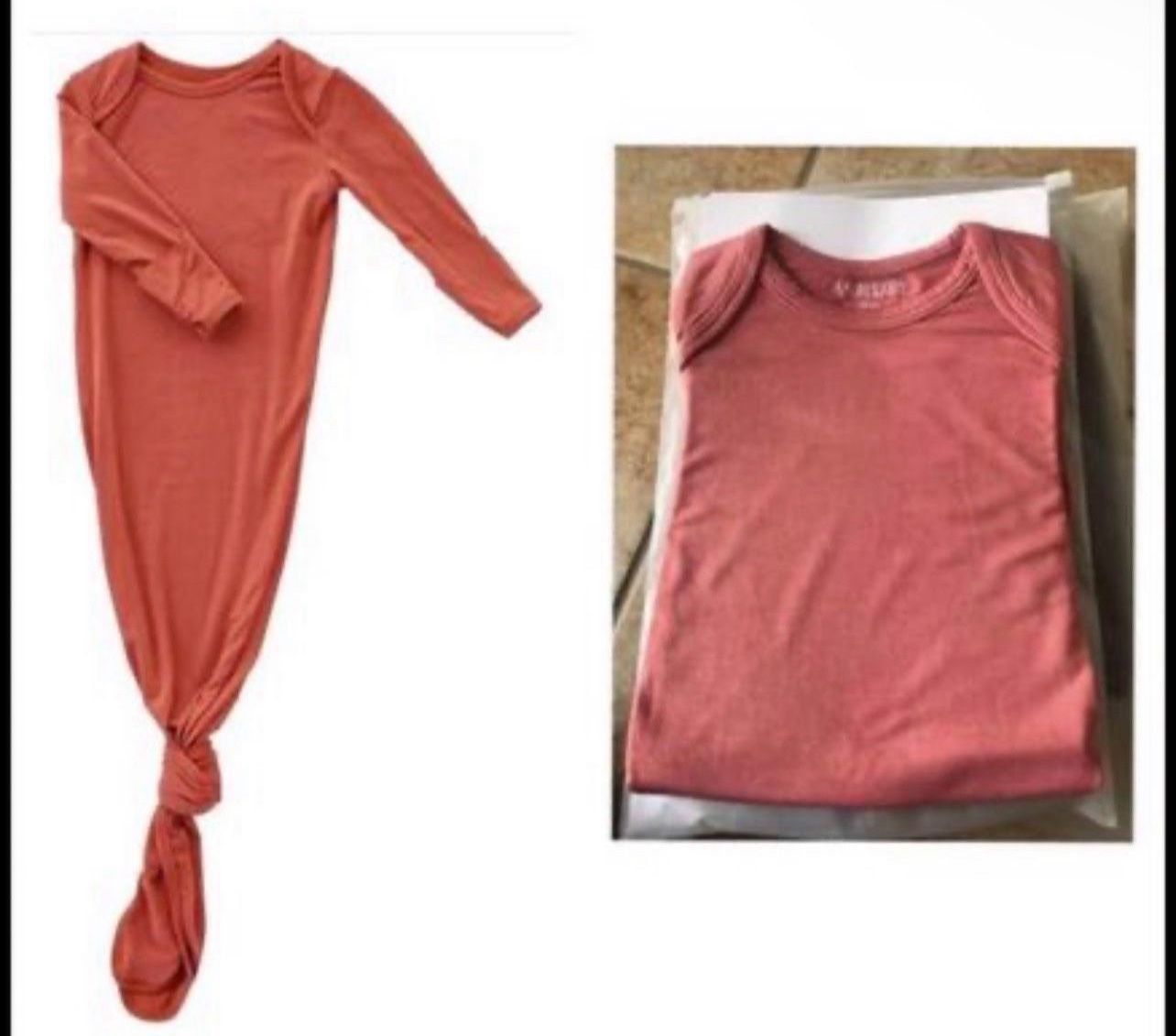 Brandnew Wallaby Kids Extra Tall Knotted Baby Gown(Dusty Pink 0-3 Month)