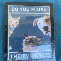 Funny Dog & Cat Framed Bathroom Wall Art